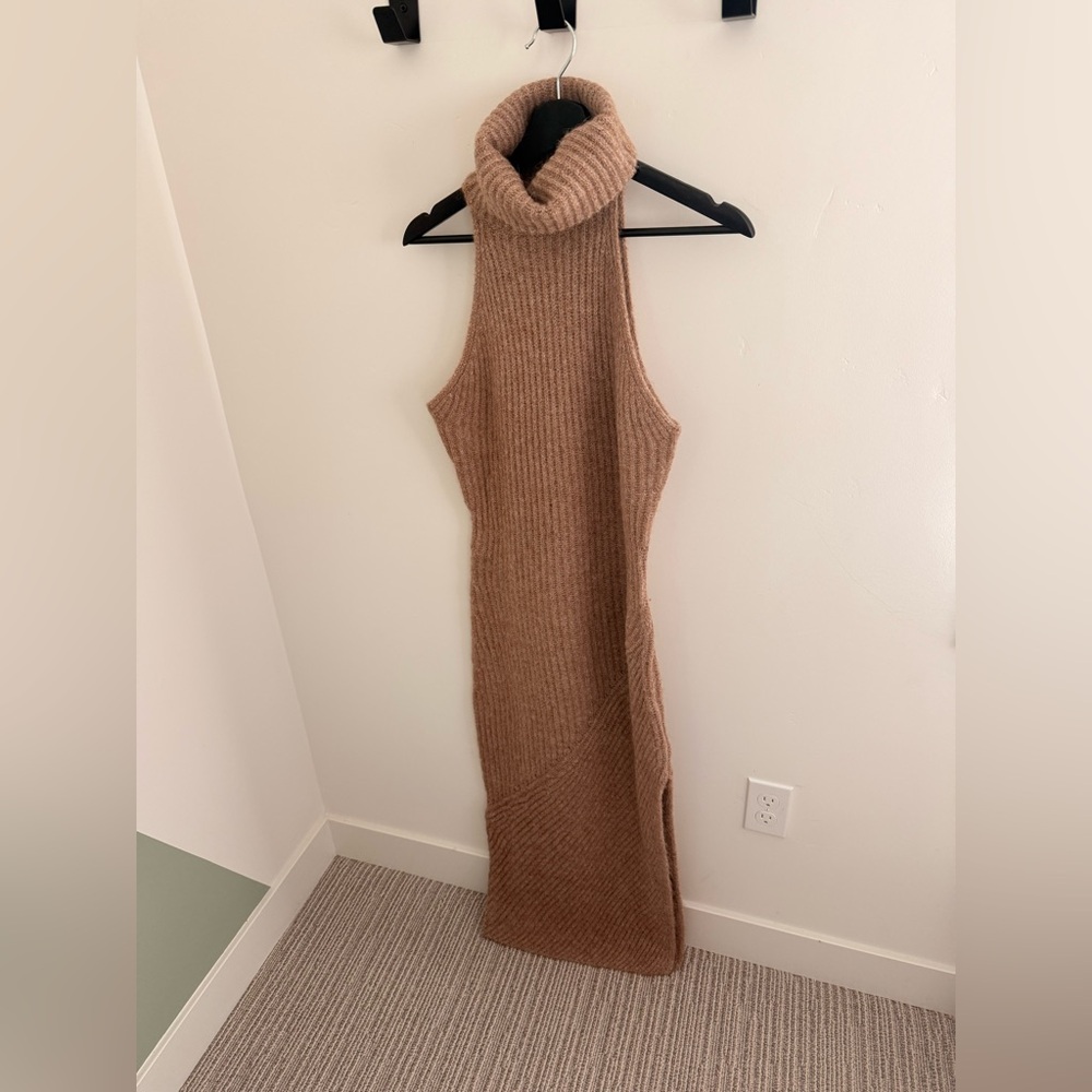 NICHOLAS Kiandra Sleeveless Turtleneck Midi Dress in Oat